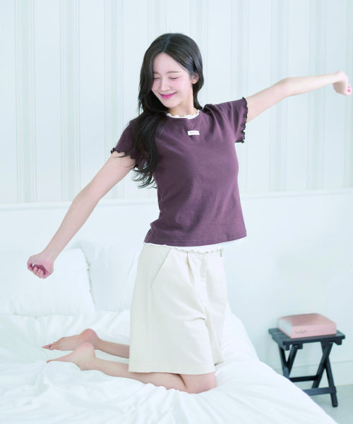 LABEL PUNCHING LAYERED T-SHIRT - 5 COLORS