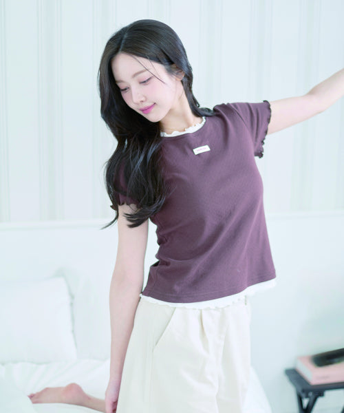 LABEL PUNCHING LAYERED T-SHIRT - 5 COLORS