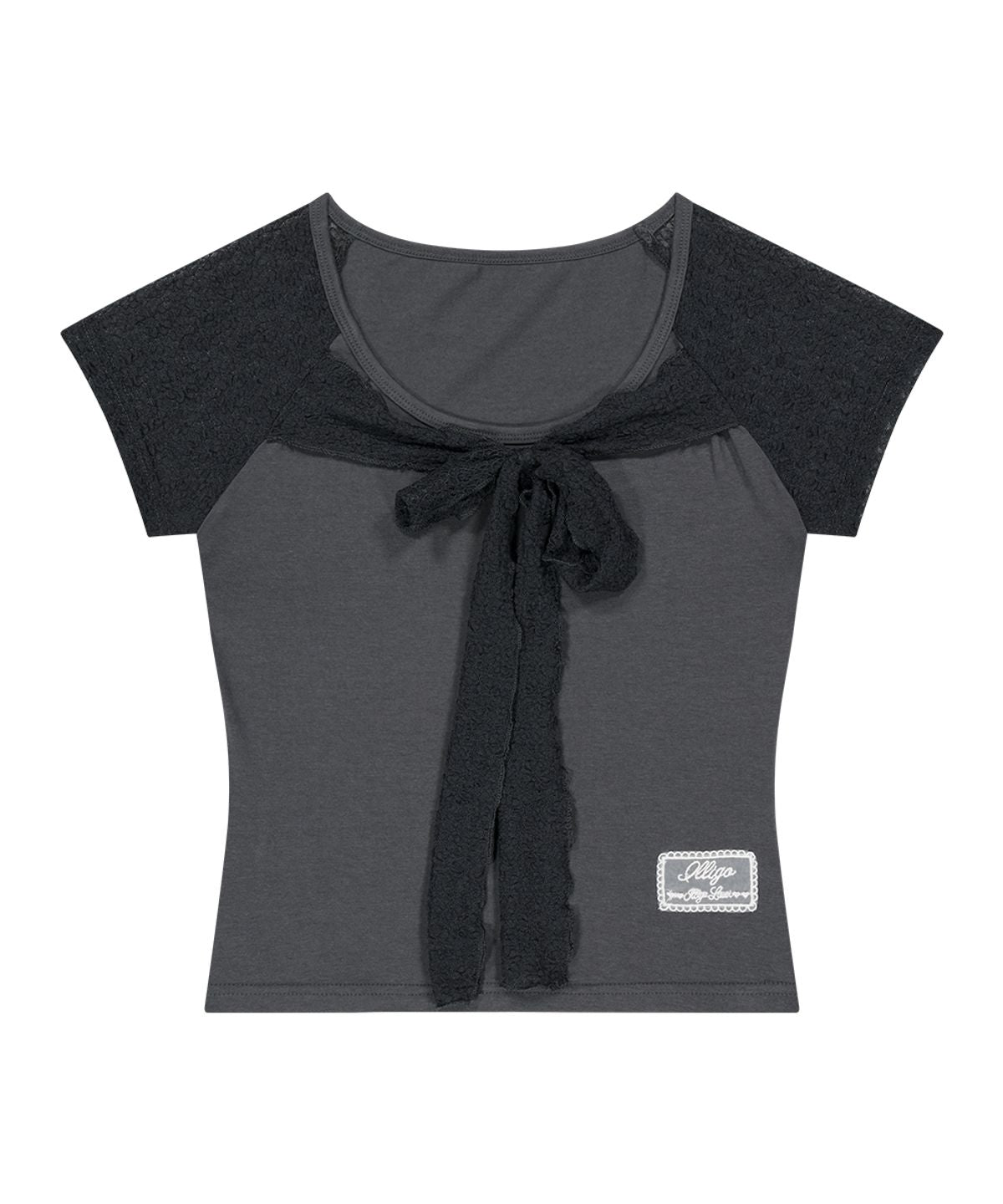 LACE RIBBON CONTRAST T-SHIRT