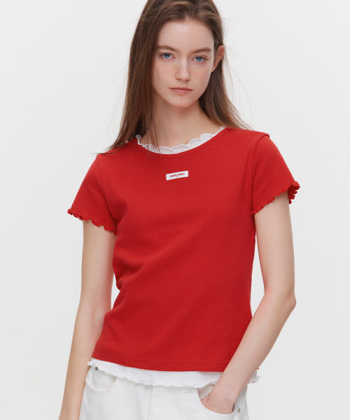 LABEL PUNCHING LAYERED T-SHIRT - 5 COLORS