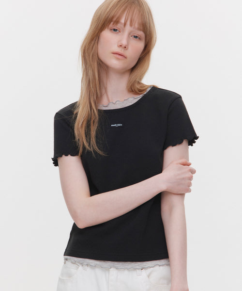 LABEL PUNCHING LAYERED T-SHIRT - 5 COLORS