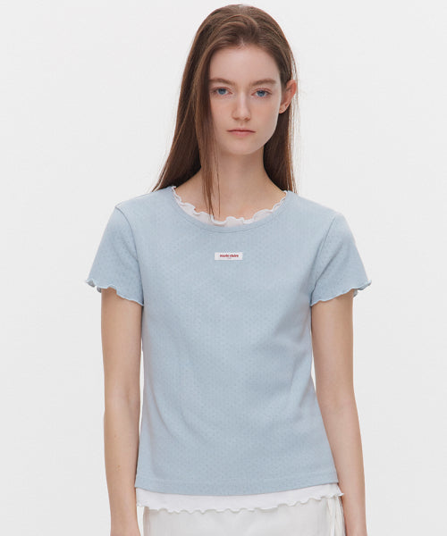LABEL PUNCHING LAYERED T-SHIRT - 5 COLORS
