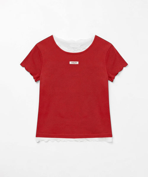 LABEL PUNCHING LAYERED T-SHIRT - 5 COLORS