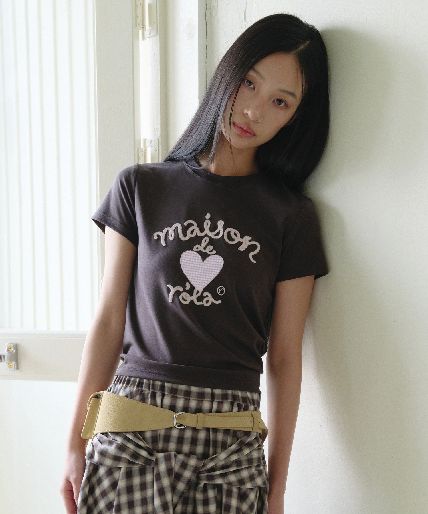 ROLAROLA MAISON DE ROLA EMBROIDERY HEART T-SHIRT - CHARCOAL