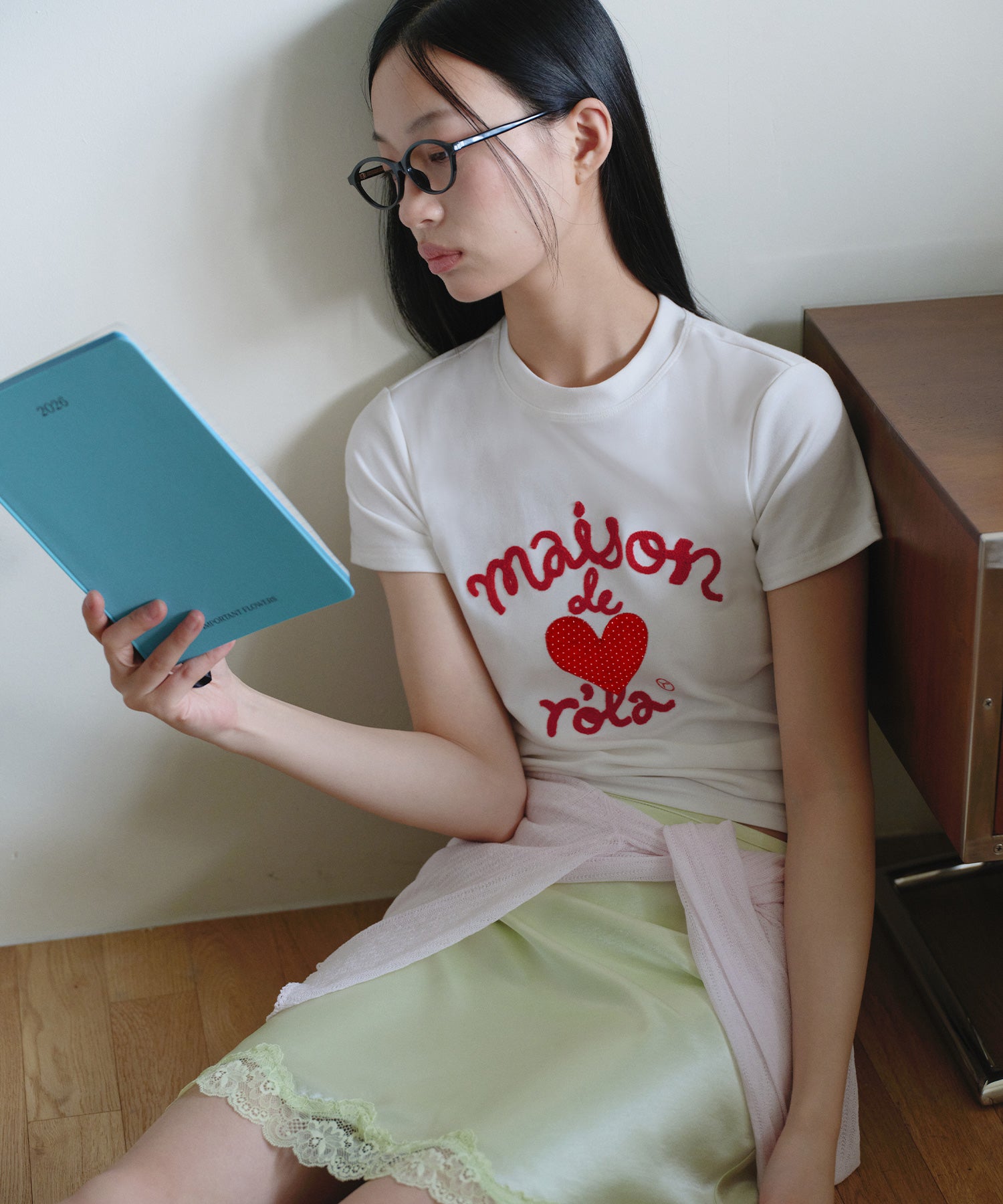 ROLAROLA MAISON DE ROLA EMBROIDERY HEART T-SHIRT - WHITE
