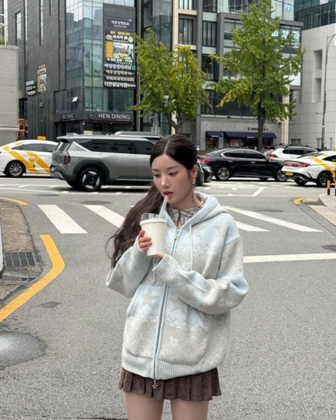 NORDIC KNIT ZIP UP HOODIE  - 2 colors #EUNBI/RYO同款!