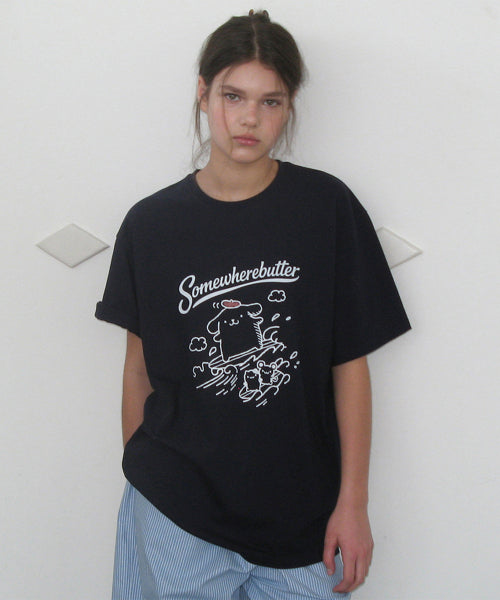 SOMEWHEREBUTTER POMPOMPURIN OVER-FIT TOP - NAVY 2