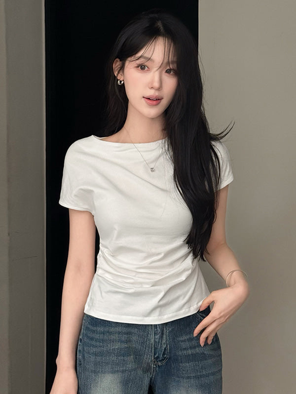 WRAP DRAPE PINTUCK T-SHIRT - 4 COLORS 3
