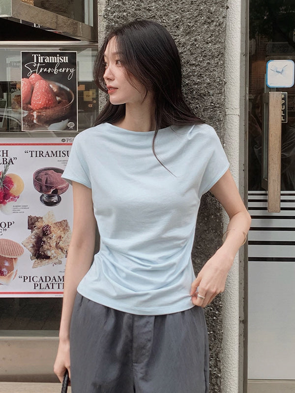 WRAP DRAPE PINTUCK T-SHIRT - 4 COLORS 4