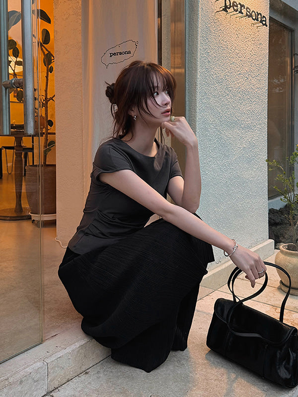 WRAP DRAPE PINTUCK T-SHIRT - 4 COLORS 5