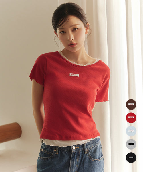 LABEL PUNCHING LAYERED T-SHIRT - 5 COLORS