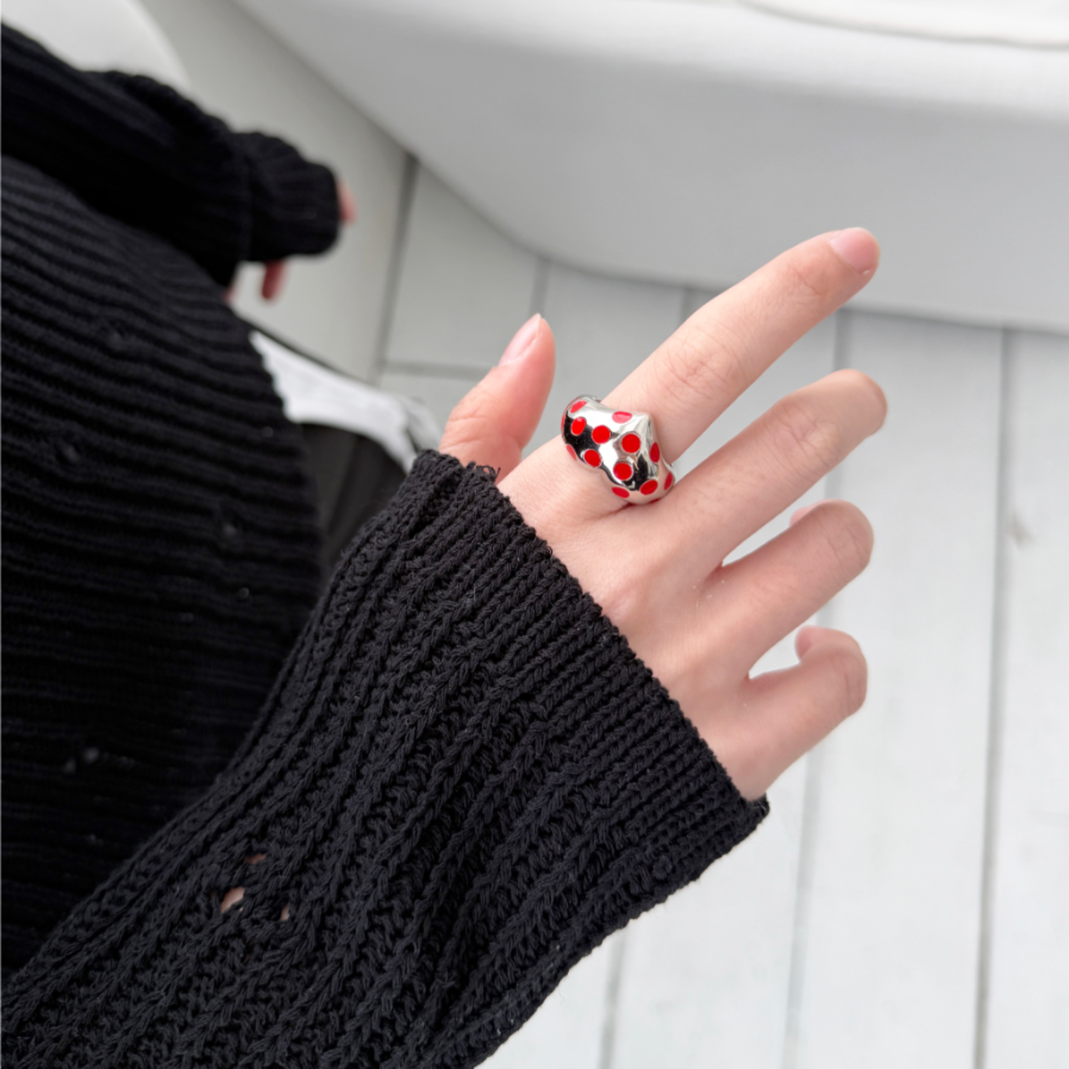 Polka Dot Heart Ring 2