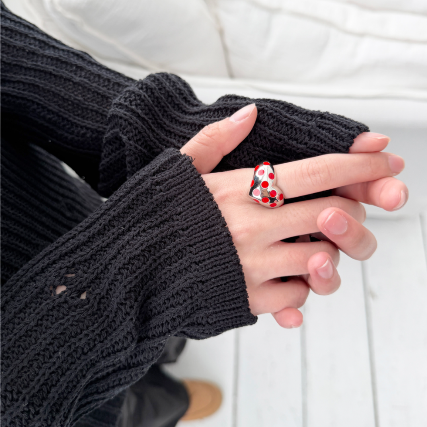 Polka Dot Heart Ring 3