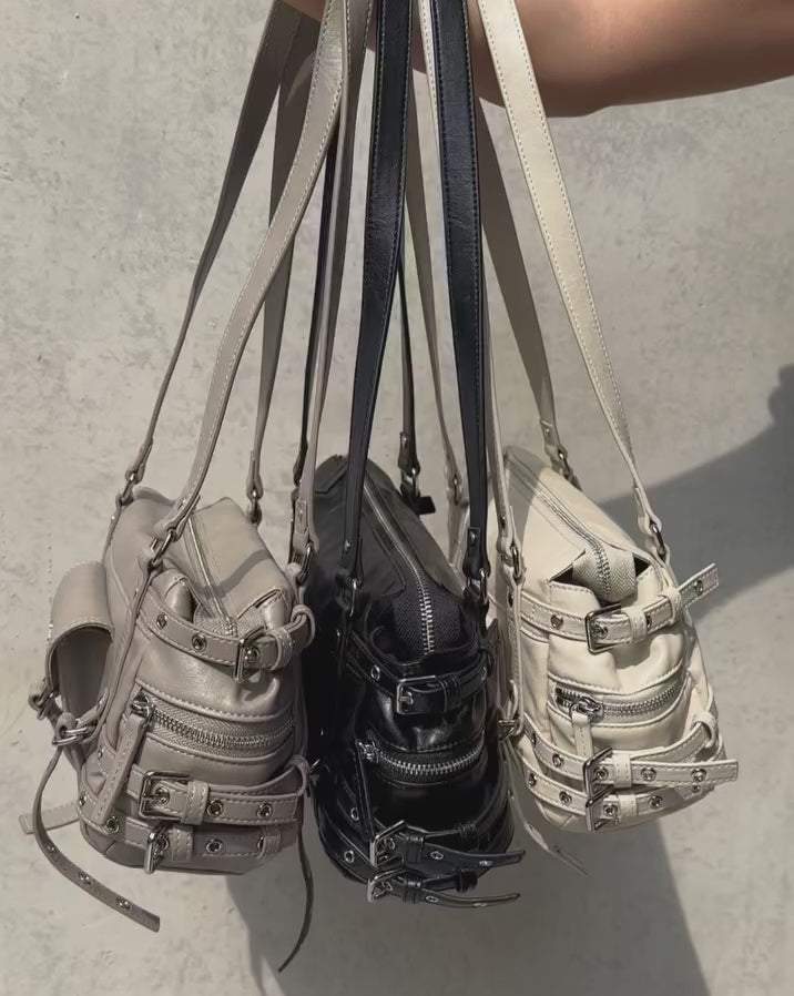 載入影片： BELTED POCKET SHOULDER BAG - 3 colors