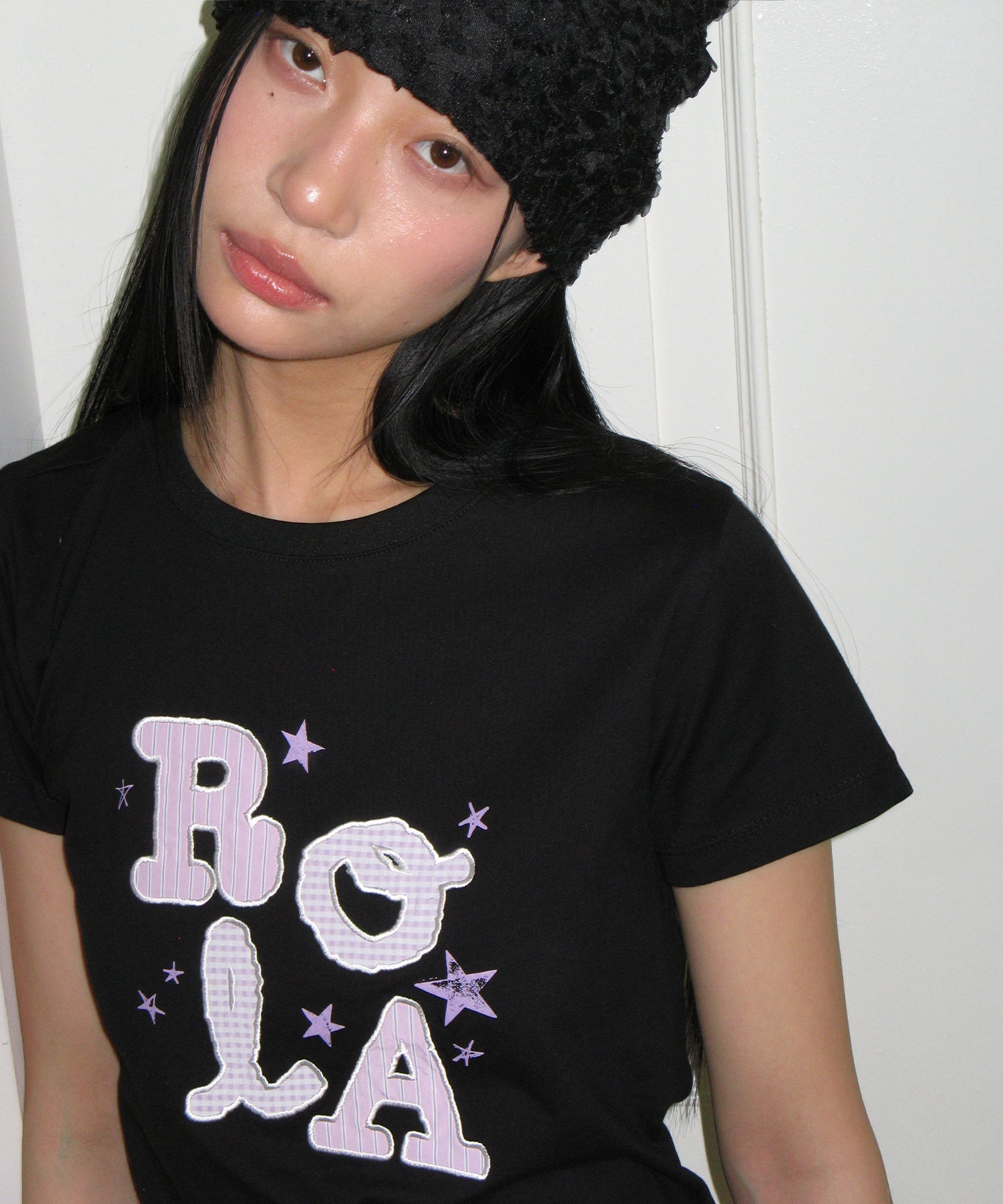 ROLA LETTERING PATCHWORK T-SHIRT - BLACK