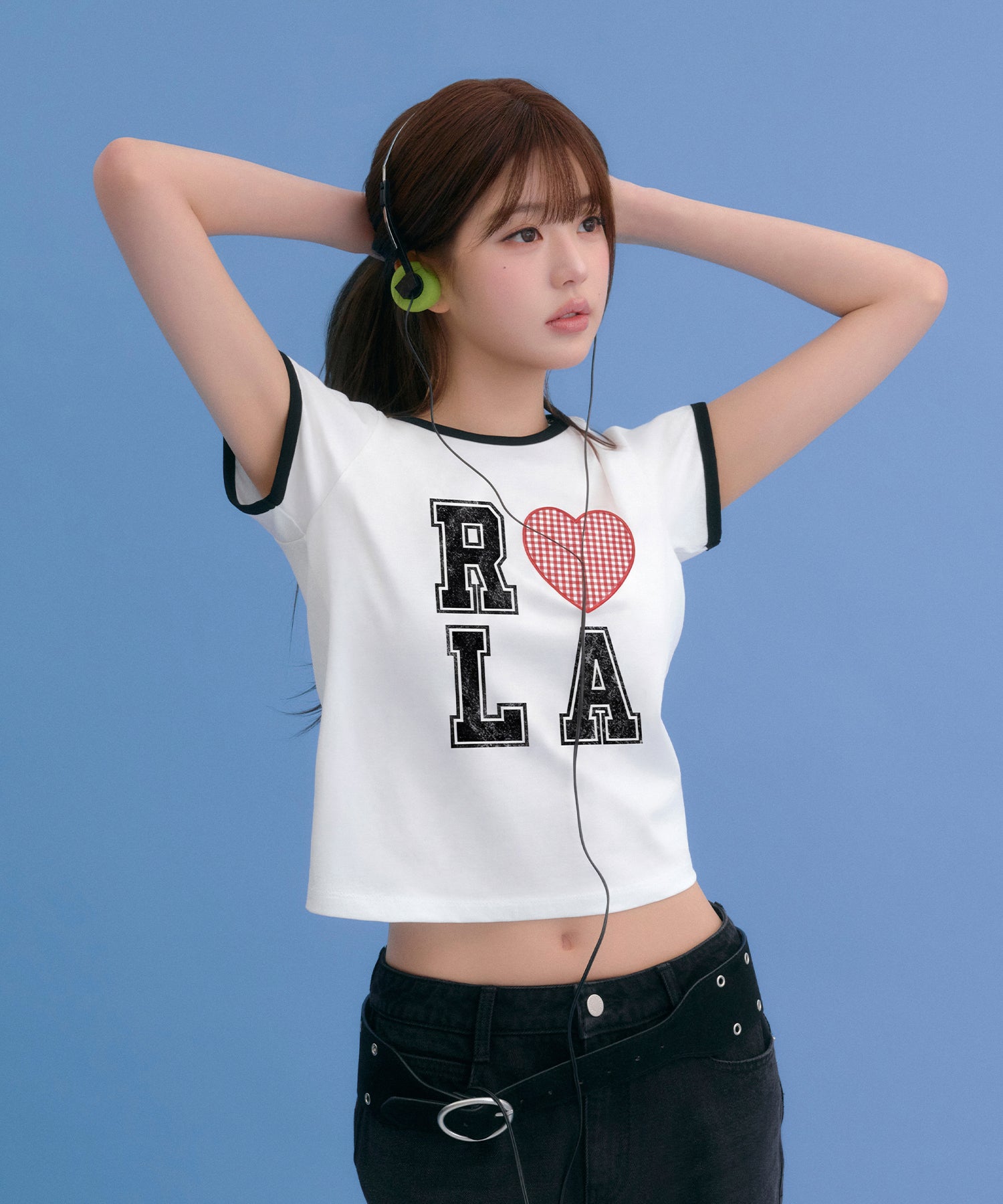 I LOVE ROLA PATCHWORK RINGER T-SHIRT - WHITE