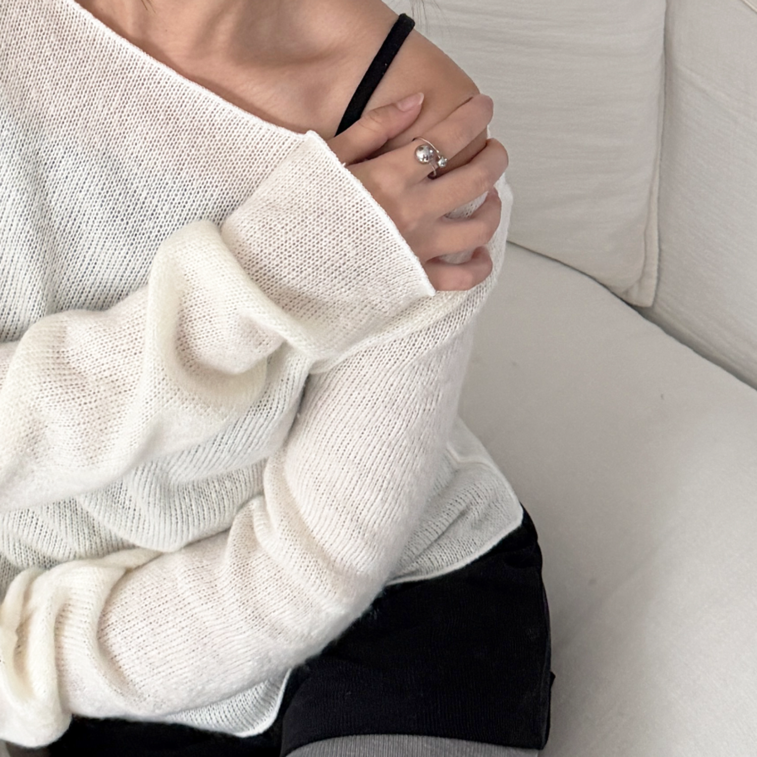 Silver Ball Twist Ring 6
