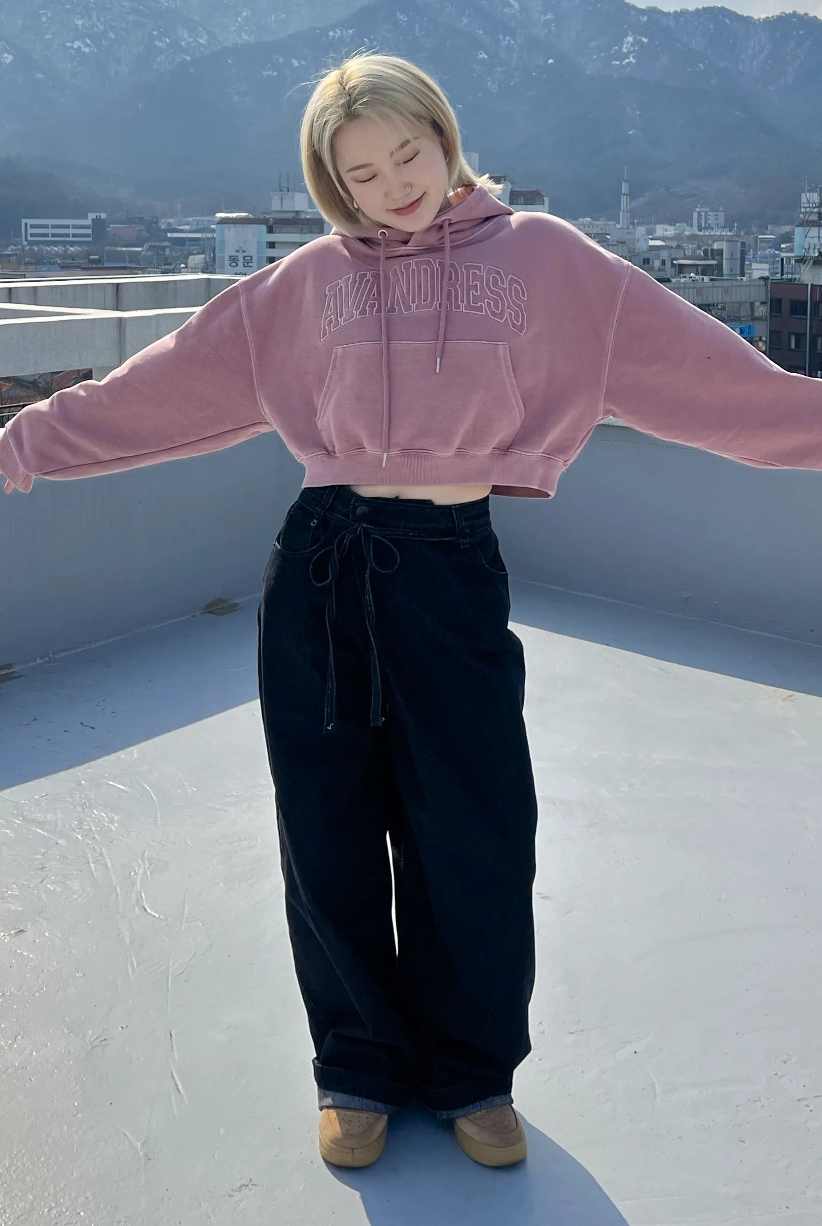 [AVANDRESS] Pigment Felt Crop Hoody - 3COL