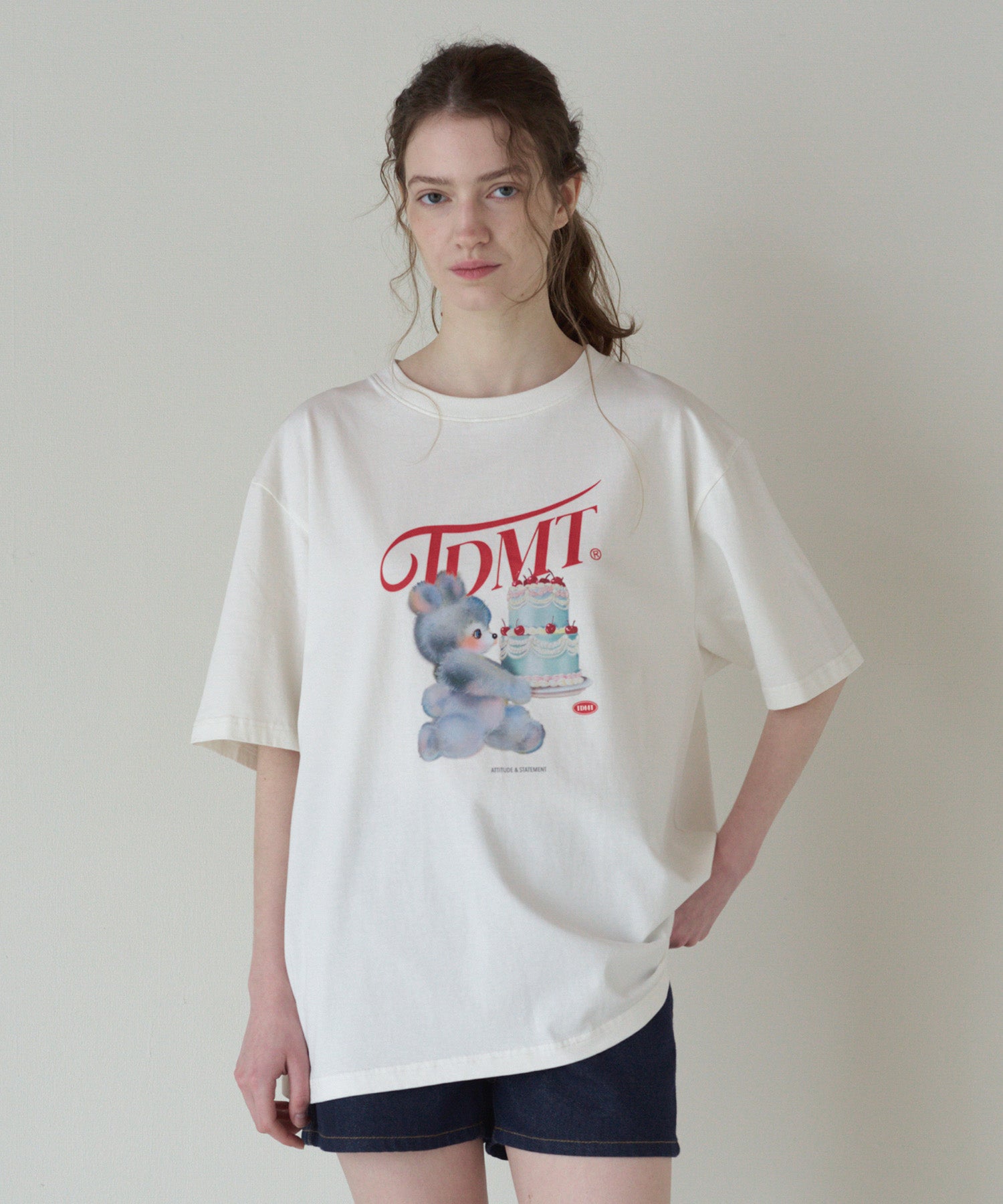 TTUDEMENT CAKE BEAR TEE - 4 COLORS - WHITE